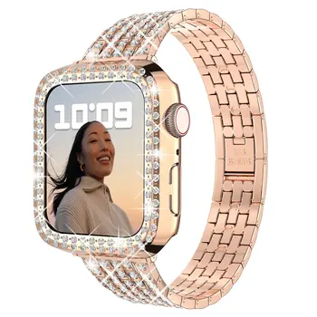 Torbica + dijamant remen za Apple watch band 40 mm 41 mm 38 mm 45 mm 44 mm 42 mm 38 mm Metalni remen za sat iWatch Serie 3 4 5 6 se 7 narukvica