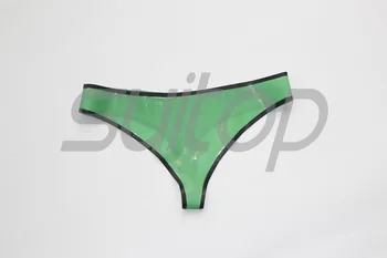 ženske gumene gaćice latex Tanga-bič s T-oblika za leđa prozirne zelene boje