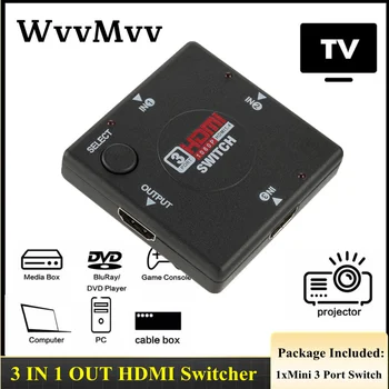 Prekidač HDMI 3 ulaz 1 Izlaz Mini 3 Porta Žensko HDMI Switch Cjepidlaka Kutija Selektor za HDTV 1080P Video Prekidač
