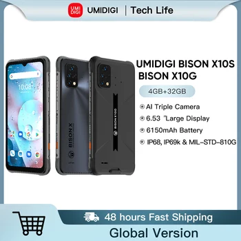 UMIDIGI BISON X10S/BISON X10G Smartphone IP68/IP69K Vodootporan, Izdržljiv Telefon 6,53 