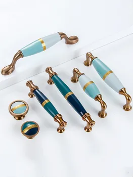 Američki ormar kvaka light luksuzna zlatna olovka europskog stila kredenac kutija plave keramičke tvornice namještaja ručka