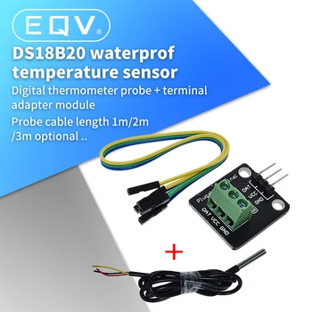 DS18B20 Senzor Temperature Komplet Vodootporan 100 cm, Digitalni Senzor Kabel Od Nehrđajućeg Čelika Sonda Terminal Adapter Za Arduino 0