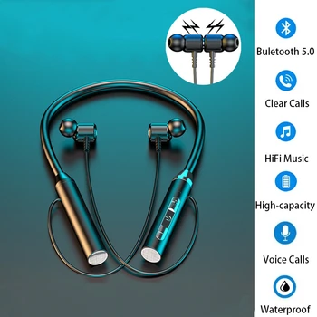Bluetooth 5,0 Bežične Slušalice S Шейным Ободком Magnetska Sportske Slušalice Za Trčanje S Mikrofonom Slušalice Za iPhone Xiaomi 12D Glazbena Slušalice 0