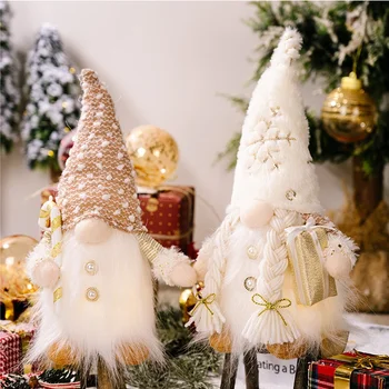 Božićni Ukras Bradati Patuljak s pozadinskim Osvjetljenjem Rudolf Lutka LED Sjajni Božićni Patuljak Santa Elf Lutka