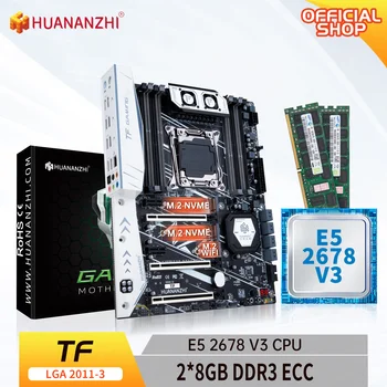 HUANANZHI TF LGA 2011-3 Matična ploča s Intel XEON E5 2678 V3 s 2*8G DDR3 RECC memorycombo kit memorije NVME SATA USB 3,0 3,0 ATX
