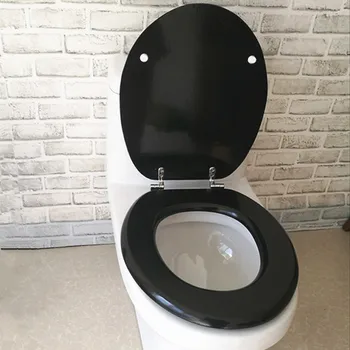 Univerzalni crni poklopac za wc tip O O O O U V od Debelog drveta, polako smanjuje Sjedalo za wc, vodootporan petlja od nehrđajućeg čelika, J19105
