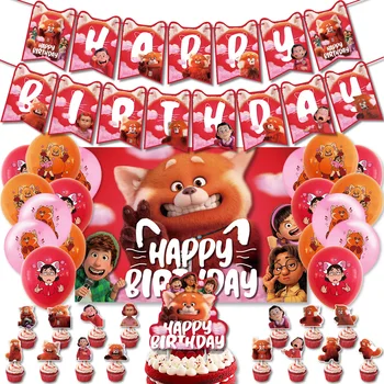 Disney Turning Red Tema Rođendan Dekoracija Skup Balona Crtani Anime Panda Baloni Banneri Torta Topper Isporuke 2022