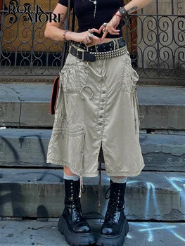 Rockmore Grunge Fairycore Suknja Teretni Ženska Gothic Punk Moderan Duga Suknja Y2K Estetski Odjeću S Niskim Strukom Трапециевидные Suknje midi Korejski
