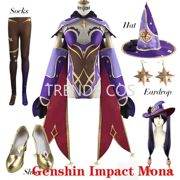 Igra Genshin Impact Mona Cosplay Odijelo Mona Komplet Uključuje Haljina Šešir Perika za Halloween Cosplay Odjeću Uloga igranje Igra