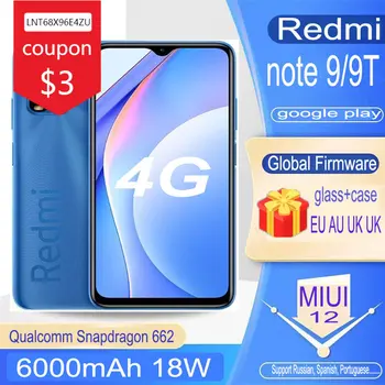 Redmi note 9/9 t 4G celular Xiaomi Smartphone 4 GB, 128 GB i 6000 mah Baterija Snapdragon 662 globalna verzija puni netcom