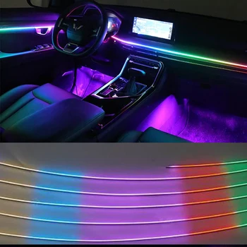 6в1 Simfonija automobila Okolna rasvjeta RGB vodič fiber-optički dekoracija automobila atmosferski svjetlo Unutarnja Dekorativna Lampa Glasovni Asistent