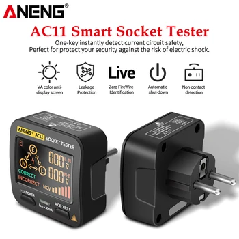 ANENG AC11 Digitalni Tester Pametne Utičnice Test Napona Detektor električnih Utičnica SAD/velika Britanija/EU/AU Vilica Nulta Linija Provjera Faza OUZO NCV test 0
