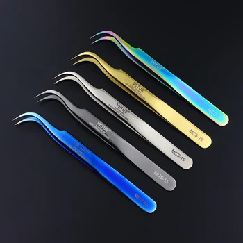 100% Genunie VETUS MCS-15/12 serije Rainbow Pinceta Za Izgradnju Nadzemnih Trepavica Pinceta Od Nehrđajućeg Čelika Šarene Pincete 2
