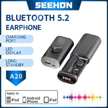 Bežične Bluetooth Slušalice 5.2 Slušalice Stereo Sportski Vodootporni Mikrofon Osjetljiv na dodir Napajanje Punjenje kutija Sve-u-jednom