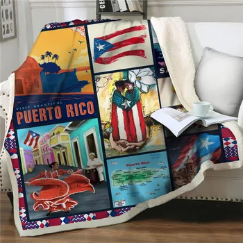Sherpa Deku na Krevet i Kauč Puerto Rico nacionalna zastava Baca Deke za Djecu Pokrivač je lagan za pranje 3D Tiskane posteljine, deka