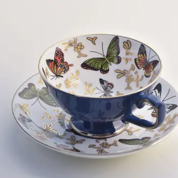 Europska demitasse engleska šalica popodnevni čaj od kost Kina zlatni leptir tea set keramičkih crvena čajna šalica za jelo set šalica kave