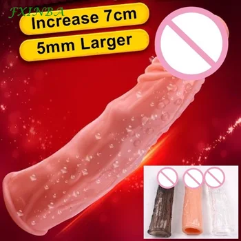 FXINBA 17 cm za Višekratnu upotrebu Kondoma Penis Realističan Penis Produživač Rukava Ogromne seksualne Igračke Za Muškarce Produžni kabel Povećanje Intimne Robe