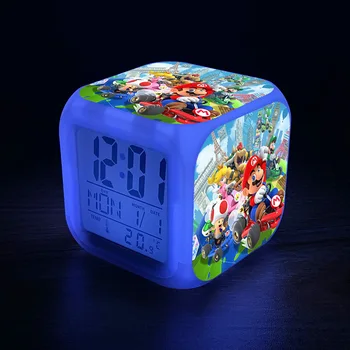 Super Mario Bros Crtani Alarm Led Šarene Boje Sat Luigi Yoshi Anime Figure Alarm Igračke Dječji Rođendan Pokloni 1