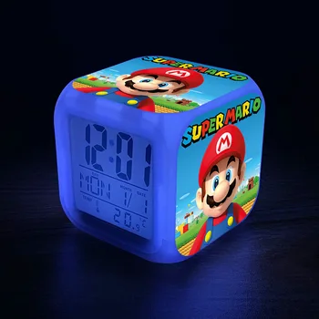Super Mario Bros Crtani Alarm Led Šarene Boje Sat Luigi Yoshi Anime Figure Alarm Igračke Dječji Rođendan Pokloni 5