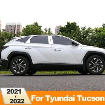 Auto-Stil Prozorske Letvice Od Plemenitog Čelika Centralne Stalak B + C Sjedalo Za Hyundai Tucson NX4 2021 2022 2023 Pribor
