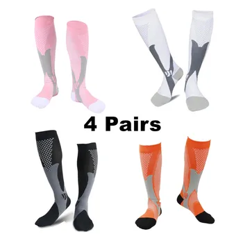 4 Para Kompresije Čarape Muške, Ženske Visoke Ljetne Biciklističke Čarape Edem, Dijabetes Proširenih Vena Sportske Čarape Za Trčanje