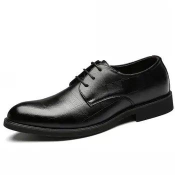 Službena Casual cipele, Kožne cipele s niskim берцем, s otvorenim vrhom, čipka-up, Modni Kožne Cipele, Britanska Mladih Muška Proljeće Kožne cipele, Novo 2022 godine