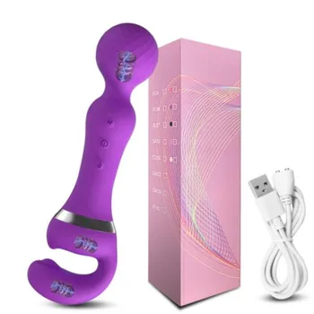 Snažan 2 u 1 AV Dildo Vibrator Čarobni Štapić Stimulator Klitorisa USB Punjenje 20 Načina Maser G-Točke Sex Shop Igračke za Žene 0