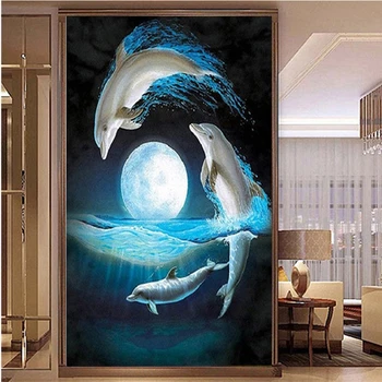 Potpuna Bušilica Delfin Okrugli Diamond Slika Podvodni Svijet Diamond Vez Skup Križićima Dijamant Umjetnost Rhinestones Božić