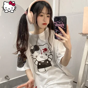 Sanrio, japanski Vintage Funky Bijela majica s Kratkim rukavima i ispis 