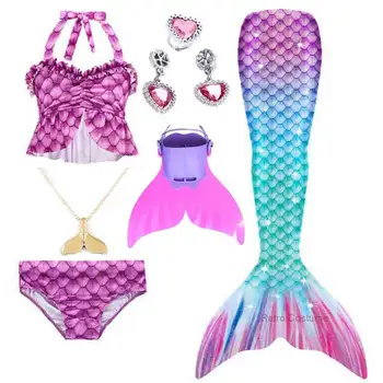 Djevojka Princeza Mala Sirena Haljinu Plivanje Rep Sirene Plaža Odjeća Гирлянда Peraje Anime Kostim Bikini