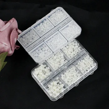1 Kutija 2,5/3/4 mm Dizajn Noktiju Polukružna Bisera Rhinestones Flatback Bijeli Biseri Boja Noktiju Dizajn Perle, poludrago Kamenje Za 3D Nail DIY Obrt