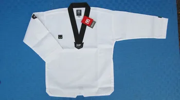 promotivni Zona MOOTO taekwondo Dobok WTF Taekwondo Dobok Uniform s Pojasom od Posebnih Tkanina pamuk crveno i crno -oblik TKD s v-izrez
