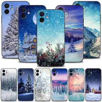 Zimi snježni Veseo Božić Torbica Za telefon iPhone 14 13 12 11 Pro Max 13mini XS XR X 8 7 6s 6 Plus Crna Silikonska Torbica Ljuska