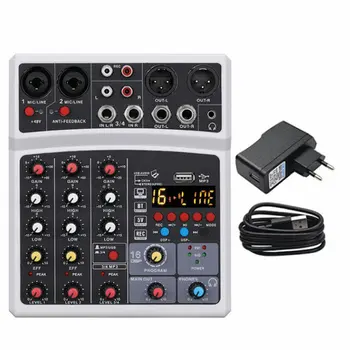 Bežični 4-Kanalni Audio Mikser Mix DJ Konzola USB sa Fantom napajanjem 48 16 DSP Efekata