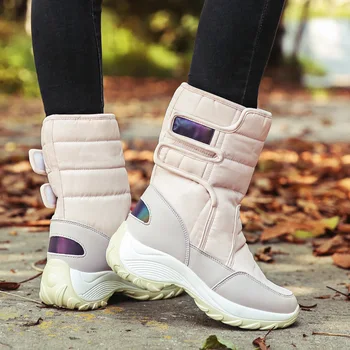 Zimske čizme, ženske cipele, do 2022 godine, običan zimske cipele na udicu i petlji, gumene ženske čizme, toplo krzno od samta vodootporna zimska obuća, ženska