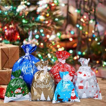 5 kom./compl. Provucite Čestit Božić Djed Mraz Poklon Pakete Velike Zlatne Srebrne Robe Keks Pakiranje Čokolade Torba 6 Veličina