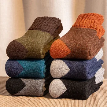 Zimske Nove Muške Čarape Šarene Obložen Obložen Terry Tople Čarape do sredine bedra Ultra-debeli Klasicni Vunene Čarape Trend Muške Čarape 0