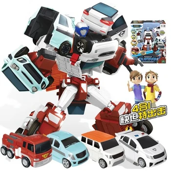 ТОБОТ Brat 4-u-1 Odgovara Naprezanje Robot Korejski Crtani Anime Тобот Transformacija Automobila Robot Figurica Auto Dječje Igračke Poklon