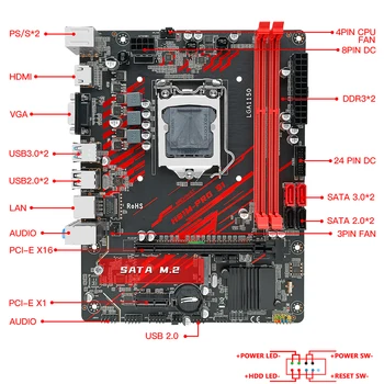 MACHINIST H81 Matična ploča LGA 1150 Podrška za DDR3 ram-a CORE i3/i5/i7 Procesor LGA1150 VGA HDMI PC Gamer M-ATX H81M-PRO S1 2