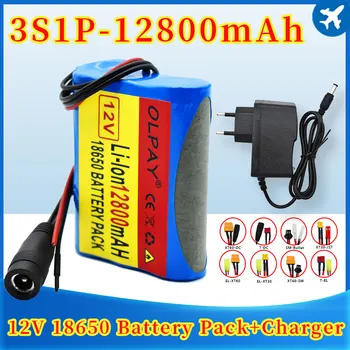 100% Novi 12 V 12800 mAh 3S1P Baterija Au Ionska baterija 18650 Bateriju Au Ionska Baterija Zaštita za futur Punjiva 1A Chargeur