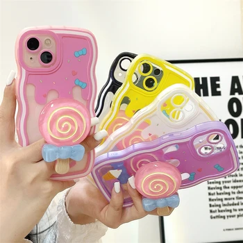 Korejski Slatka Torbica Za Sladoled 3D Candy Bracket Prozirna Torbica Za iPhone 13 12 11 Pro Max XS Max X XR 7 8 Plus Mekana Silikonska Stražnji Poklopac