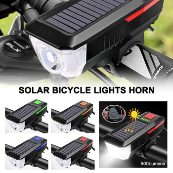 Solarni Bicikl Prednje Svjetlo S Biciklom Рожком Vodootporan USB Punjiva Led Biciklistička Fenjer Biciklistička Svjetiljku, Pribor Za Bicikle 0
