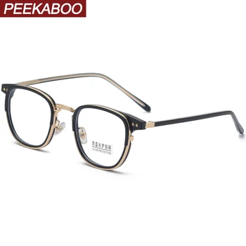 Peekaboo metalne retro naočale gospodo optički prozirne leće TR90 okvira anti plavo svjetlo naočale za žene trg ručni rad crnci