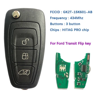 CN018097 Sekundarno tržište 3 tipke Ford Transit Flip Daljinski Ključ od 434 Mhz 49 Čip HITAG Pro Čip FCCID GK2T-15K601-AB