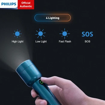 Philips USB C Punjiva ručna Svjetiljka 4 Mod Rasvjeta Vanjska Svjetla Samoobrana Кемпинговые Svjetla Moćna Led Svjetiljka