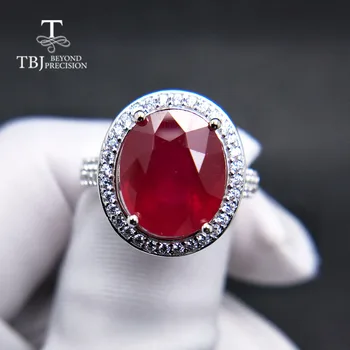 TBJ, elegantan Zaručnički prsten s prirodnim rubin od 925 sterling srebra sa dragim kamenom za žene kao svadbeni poklon za Valentinovo
