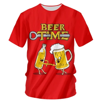 Ljetna Muška Majica It ' s Beer Time 3D Ispis, Zabavne Majice Kratkih Rukava i Okruglog Izreza, Svakodnevne Ulične Unisex Majice
